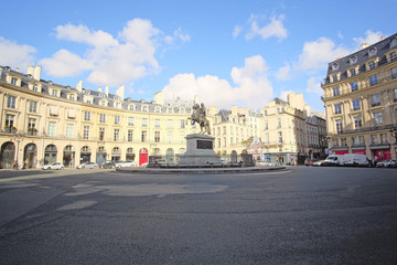 Fototapeta na wymiar Paris, France, February 9, 2016: view of a square in a center of Paris, France