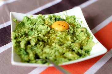 Fresh healthy salad of avocado and egg