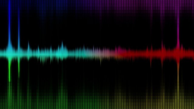 Audio spectrum on black. Loop.