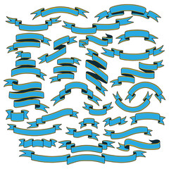 Vintage ribbon banners, hand drawn set