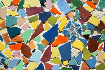 Broken tiles used as wall decoration