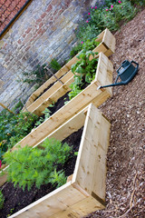 Rustic Country Vegetable & Flower Garden with Raised Beds