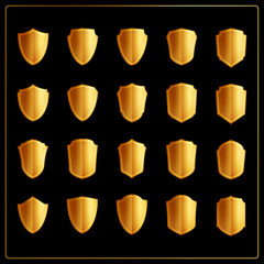 Set of 20 blank golden vintage frame,label,Vector EPS10.