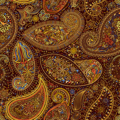 Paisley vintage floral motif ethnic seamless background. Printable colors abstract lace pattern. Editable colors without losing seamlessly. Hand drawing motley wallpaper. EPS-8 vector buta texture

