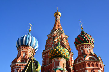 Fototapeta na wymiar Saint Basil Cathedral and Vasilevsky Descent of Red Square in Moscow, Russia