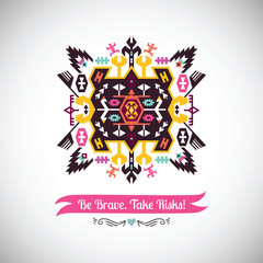Vector colorful decorative element on native ethnic style