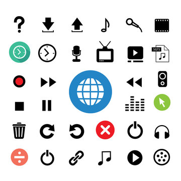 music button icon set