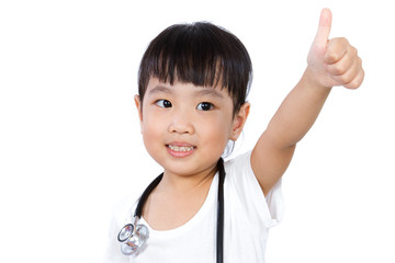 Asian Little Chinese Girl With a Stethoscope