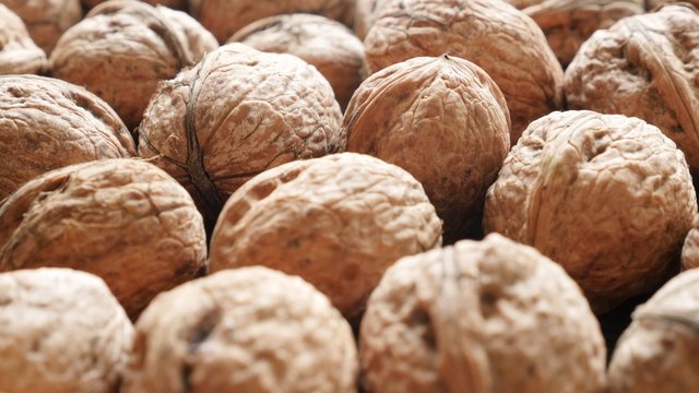 Walnuts arranged natural organic food 4K 2160p 30fps UltraHD footage - Juglans regia Juglandaceae family fruit healthy autumn product 4K 3840X2160 UHD video 