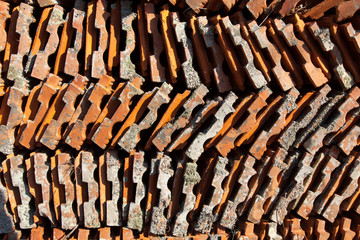 Stacked old roof tile