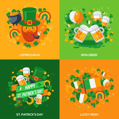 Set Of Patricks Day Flat Icons Concept