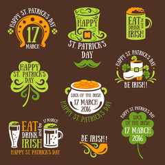 Happy St. Patrick Day Typography Emblems