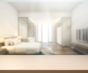 Table Top And Blur Background In Bedroom