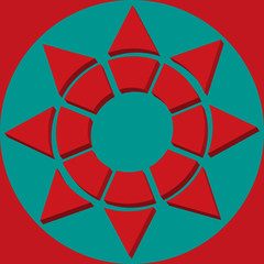 Star text template of red and turquoise colors