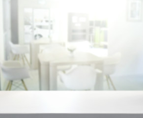 Fototapeta na wymiar Table Top And Blur Interior of Background