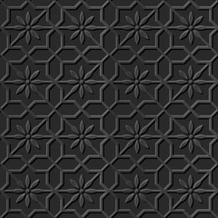 Seamless 3D elegant dark paper art pattern 322 Star Cross Flower
