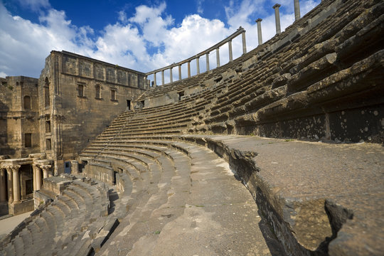 Syria. Bosra. Auditorium of 2nd-century AD Roman theatre for 12000 seat. This site is on UNESCO World Heritage List