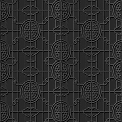 Seamless 3D elegant dark paper art pattern 330 Round Cross Chain
