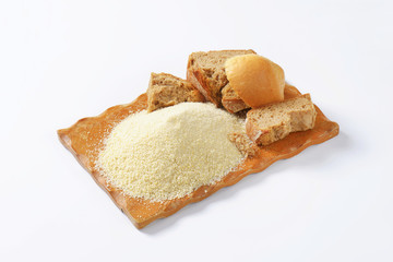 Stale bread and finely ground breadcrumbs