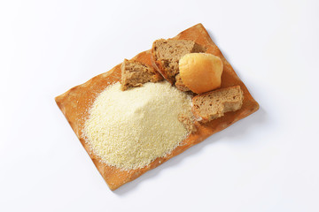 Stale bread and finely ground breadcrumbs