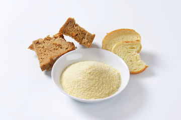 Stale bread and finely ground breadcrumbs