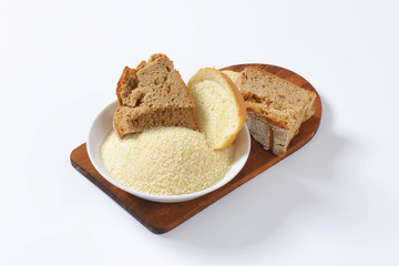 Stale bread and finely ground breadcrumbs