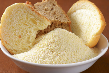 Stale bread and finely ground breadcrumbs