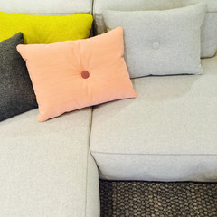 Soft textile sofa with cushions