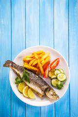 Fish dish - fried fish fillet with vegetables 