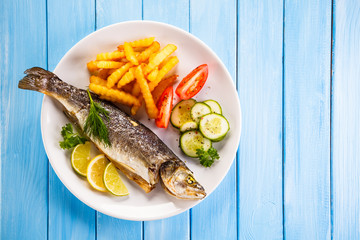 Fish dish - fried fish fillet with vegetables 