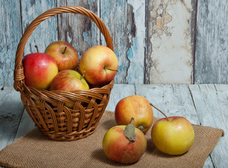 wicker basket with apples