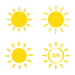 Collection of sun icons isolated on white background. Vector illustration.