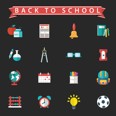 Back To School icon set. Vector Illustration