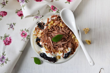 dessert with prunes, walnuts and cream cheese