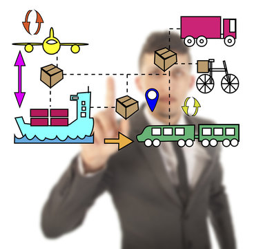 Unsharp businessman with logistic movements illustration