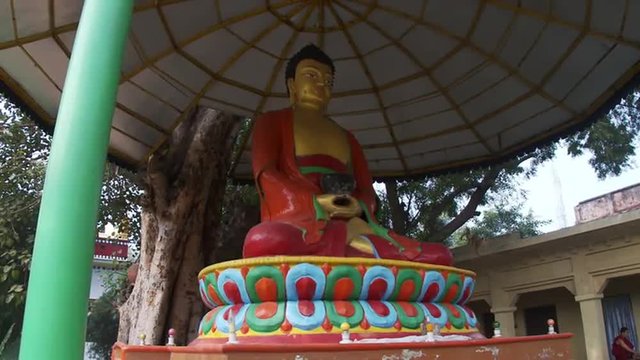 View of Buddha statue up close