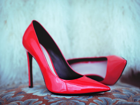 red female shoes