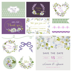 Scrapbook Design Elements - Wedding Flower Lily Theme - in vector