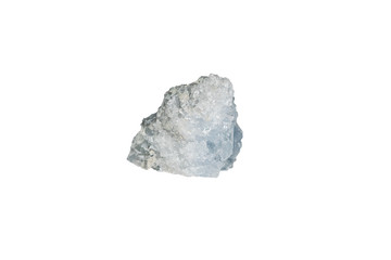 Raw light blue Celestine (Celestite) from Madagascar isolated