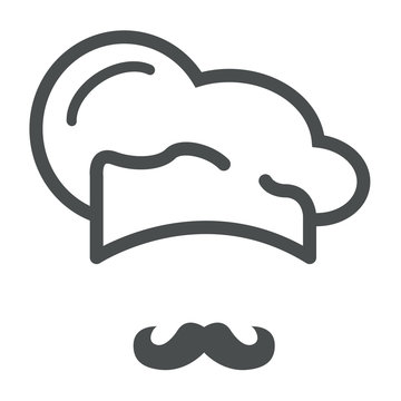 Icono plano gorro de cocinero y bigote gris #1