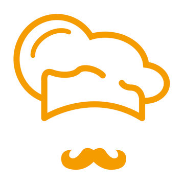 Icono plano gorro de cocinero y bigote naranja #1