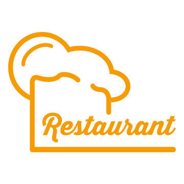 Icono plano redondo gorro de cocinero y restaurant naranja #1
