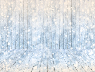 empty wooden ice panel background and wooden ice floor or table.