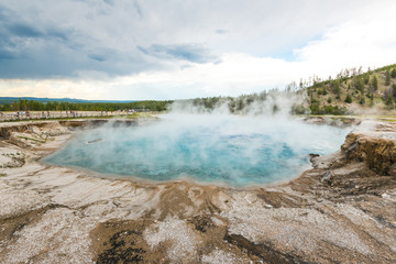 some scenic view of landscape in geysers area in yellow stone,Wy