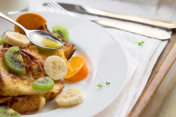 French toasts with fruits 