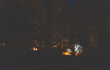 many camps in campground area in national park when night.