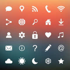 Vector set of web icons for media, communication, business, mobile.