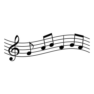 Music notes on stave. Vector illustration isolated white background.