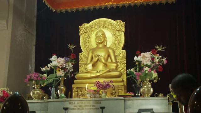 Closeup view of Buddhist temple altar