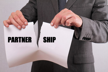 Businessman breaking partnership